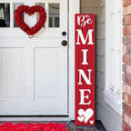 SRongmao Valentine's Day Porch Sign Vertical Be Mine Wooden Front Porch Decor Standing Rustic Valentine's Day Heart Outdoor Indoor Porch Decor for Farmhouse Door Hanging Decoration 8x48inch - Image 2