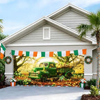 St Patricks Day Garage Door Banner 157.5x70.9in Large Garage Door Cover Outdoor Decorations Green Truck Shamrock Holiday Backdrop with 8 Grommets & 393.7in Rope - Image 2