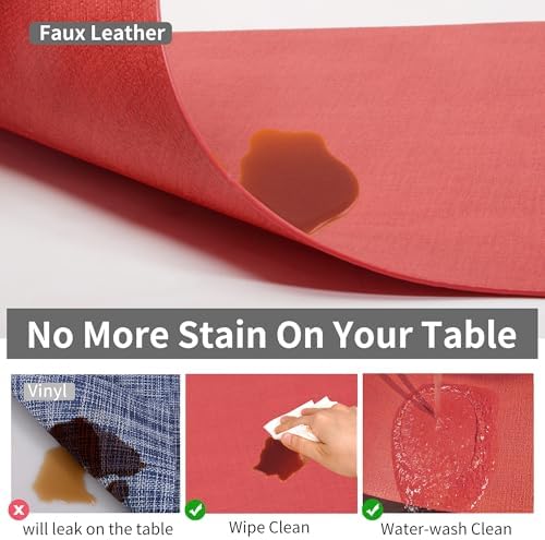 Maxpearl Faux Leather Placemats Set of 6, Easy to Clean, Light Red - Image 6