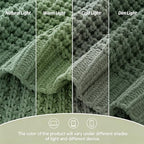 Sage Green Waffle Knit Throw Blanket for Couch, Chenille Blanket 50x60 in - Image 6