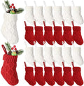 Geyoga 24 Pieces Mini Christmas Knit Stockings 6 Inch Cable Knitted Stockings Bulk Xmas Hanging Ornament Decoration for Christmas Tree Fireplace Holiday Party Favor (Red, White) by Geyoga