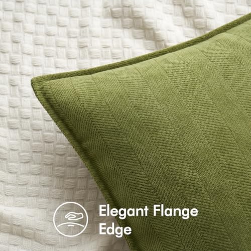MIULEE Pack of 2 Moss Green Decorative Chenille Pillow Covers 20x20 Inch - Image 2