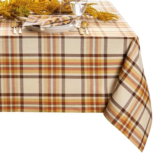 Threadmade Russet Harvest Woven Plaid Tablecloth, Multicolor - 60"W x 120"L by ElreneHomeFashions