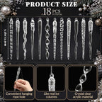 Seematn 18 Pcs Clear Christmas Glass Ornaments Twist Icicle Drop Ornaments - Image 4