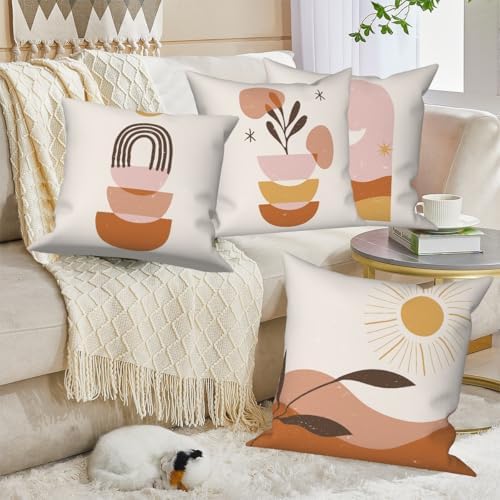 Boho Abstract Throw Pillow Covers 26"x26" Set of 4, Morden Minimalist Irregular Bohemian Cushion Cover for Sofa Chair Couch Bed Office Garden Patio Farmhouse Indoor Outdoor Decorative - Image 5