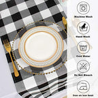 ShinyBeauty 4 Pack Checkered Table Runners - 108 Inch Black & White Christmas Plaid Farmhouse Runners for Dining Table,Picnic,Coffee (14x108 Inch) - Image 4