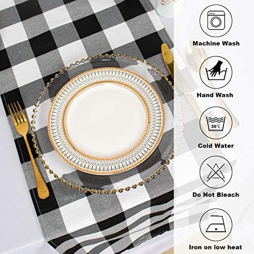 ShinyBeauty 4 Pack Checkered Table Runners - 108 Inch Black & White Christmas Plaid Farmhouse Runners for Dining Table,Picnic,Coffee (14x108 Inch) - Image 4
