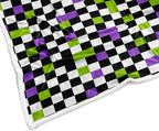 JAWO Halloween Gothic Checkerboard Throw Blanket, Purple Lime Green Black White Plaid Plush Flannel Blanket, Spooky Grid Decor Couch Bed Blanket 60X80 Inches - Image 6