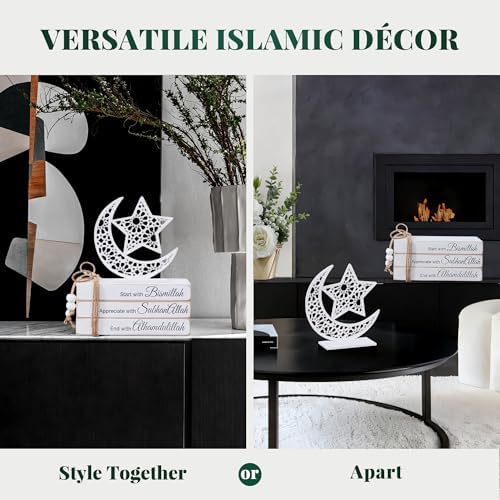 Islamic Wooden Faux Book Set with Moon Star decor, ramadan decorations for home, Great Islamic decor and Eid decorations for home & Mosque. Ramadan gifts idea, eid al adha decorations, Islamic gift - Image 6