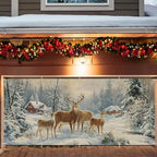 Christmas Garage Door Banner 7x16FT, Winter Reindeer Family Garage Door Cover, Large Outdoor Xmas Decoration for Garage Doors, Garden Fence & Holiday Parties by ANNAQUEEN