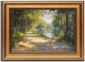 Gold Framed Sunshine Forest Canvas Wall Art 3D Texture Impressionist Landscape Decor Picture Spring Summer Nature Poster Prints for Living Room Classroom Bedroom office corridor Decoration by JUZKNMCWallArtwelcomesyou
