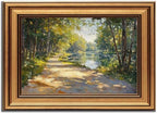 Gold Framed Sunshine Forest Canvas Wall Art 3D Texture Impressionist Landscape Decor Picture Spring Summer Nature Poster Prints for Living Room Classroom Bedroom office corridor Decoration by JUZKNMCWallArtwelcomesyou