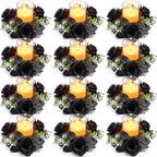 Yunlly 12 Pcs Rose Candle Rings with Candles Sets, Black by Yunlly