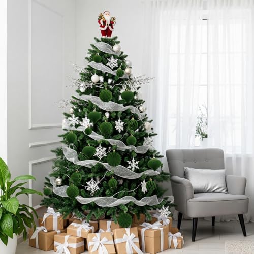48 Pcs Velvet Christmas Ball Ornaments,Flocked Christmas Tree Decorations,Xmas Tree Decor,Hanging Balls Ornaments with Loop,Decoration for Xmas,Holiday,Wedding,Home Decor,Multi-Shape (Green) - Image 5
