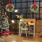 12 Pcs 9 Inch Christmas Artificial Wreaths for Kitchen Cabinet Norfolk Pine Garland with Red Berries Pinecones Wreaths Swags Snowy Pine Candle Rings Holder for Christmas Decorations Table Centerpiece - Image 5