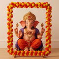 Wooden Ganpati Decoration Mandap Stand with Artificial Marigold Garlands by Thyle