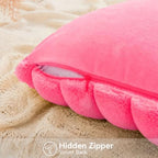 Faux Fur Decorative Throw Pillow Covers 20x20 Set of 2, Rose Red - Image 6