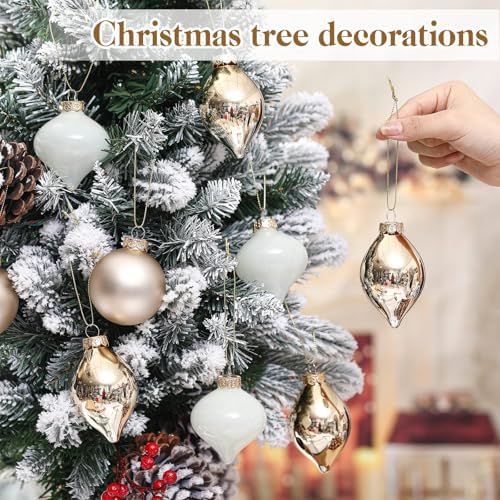 Zomiboo 12 Pcs Gold Glass Christmas Ball Ornaments Set 3.15" - Image 3