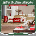 Newwiee 10 Piece Throw Pillows Covers Decorations Snowman Wreath Santa Claus Tree Red Buffalo Plaid Merry Christmas Pillow Covers for Couch Sofa(Plaid) - Image 4