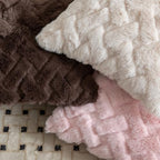 Yaertun Set of 2 Decorative Throw Pillow Covers Thick Plush Wool Throw Pillows Super Soft Luxury Faux Rabbit Fur Velvet Cushion Covers for Couch Sofa Bed Living Room 24x24 Inch Beige - Image 5