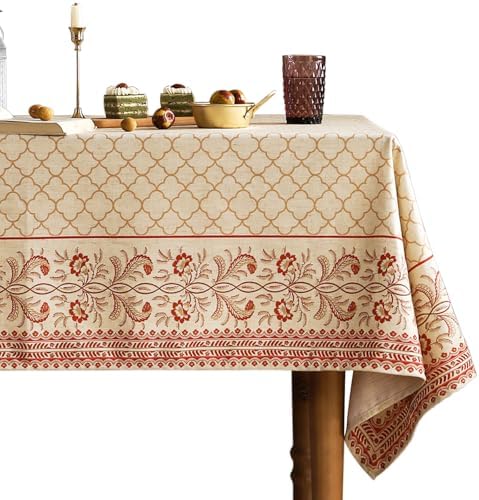 ISAENNE Designer Elegant Floral Tablecloth Rectangular,110"x63" by Isaennehomedecoration