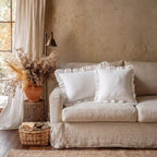 patdrea Vintage White Linen Throw Pillow Covers,Set of 2,22"x22"-Kubum - Image 6