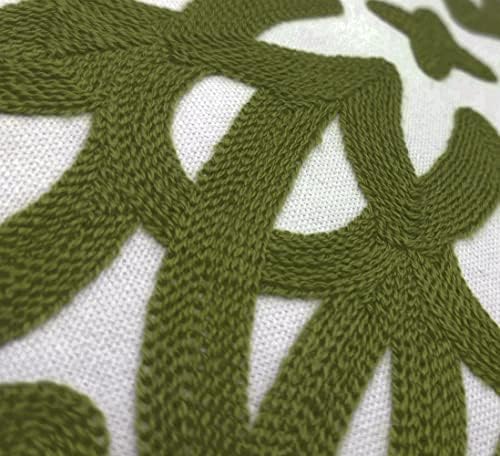 Alysheer Boho Embroidered Throw Pillow Cover 18"x18" Set of 2, Olive Green - Image 3