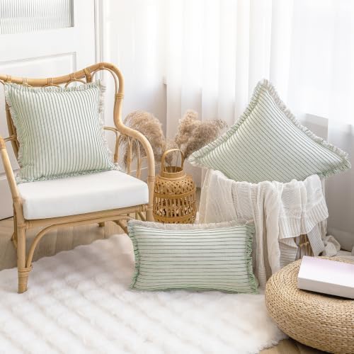 YEENAASY Throw Pillow Covers 18x18 Boho Striped Pillow Cases with Tassel - Image 4