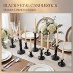 Mumufy 40 Pcs Matte Candlestick Holders, Metal Wedding Taper Candle Holders Vintage Candles Stand Set, Candle Stick Decor for Mantel Table Centerpiece Wedding Dining Table Decor Mantelpiece (Black) - Image 4