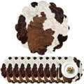 100 Pcs Cow Paper Placemats 13.5 Inches Scalloped Western Placemats Disposable Brown and White Cowhide Place Mats for Western Cowboy Party Wedding Baby Shower Rustic Party Table Decor by Stuffygreenus