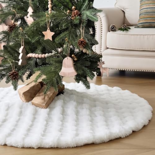 ORTIGIA Bubble Faux Fur White Christmas Tree Skirt 36 Inch by ORTIGIA