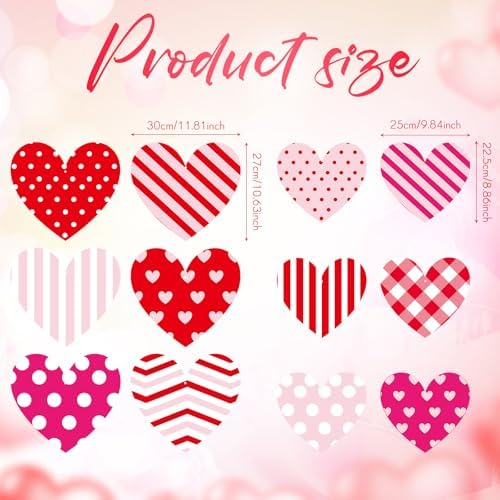 RattanView 12 Pcs Large Outdoor Valentine's Day Decorations Heart Hanging Decor 12'' and 10'' Red Pink White Tree Ornaments Plastic Love Tags with String Outdoor Lawn Yard for Valentine's Day Party - Image 2