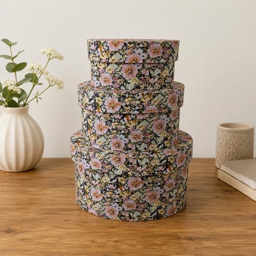 Sarah's Hat Boxes – Floral Decorative Gift Box | Elegant Reusable Storage Boxes for Gifts, Keepsakes, Jewelry, or Special Items | Unique Printed Design (Set of 3, Floral) - Image 6