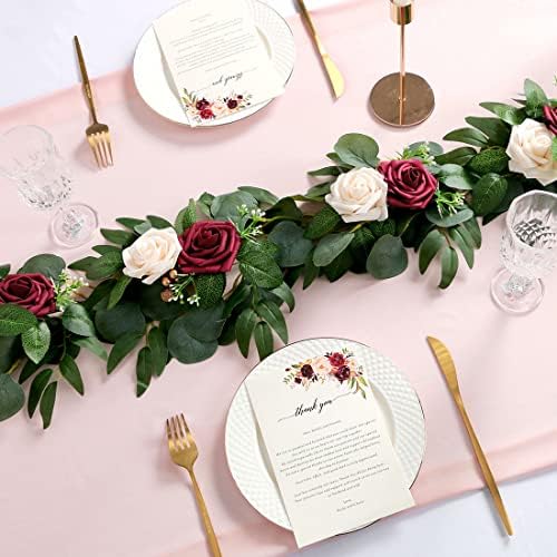 PONATIA 6FT BurgundyArtificial Flowers Eucalyptus Garland - Image 7