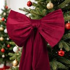 Large Velvet Bow 75x23 Inch Oversized Christmas Tree Topper (Dark Red - Image 2