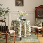ISAENNE Designer Vintage Green Round Tablecloth,Diameter 55" - Image 2