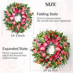 Spring Wreaths for Front Door, 26" Large Spring Summer Easter Wreaths, 2Pcs - Image 4