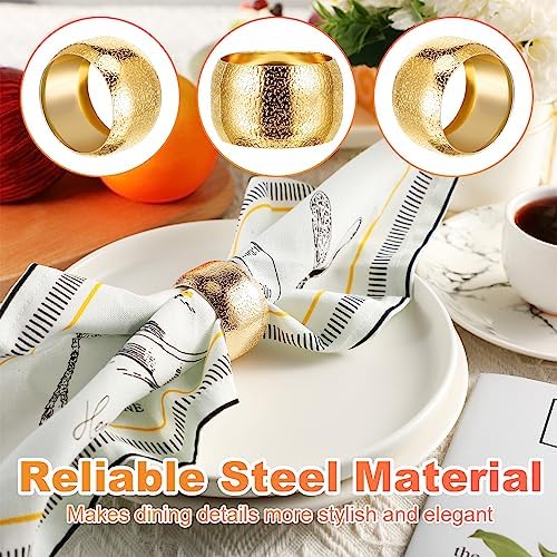 Lallisa 100 Pcs Gold Napkin Rings Bulk Metal Classic Brass Napkin Ring Holders Elegant Farmhouse Cloth Table Decorations for Tea Wedding Anniversary Birthday Dinners Party Supplies - Image 3