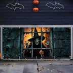 7 * 16FT Halloween Witch Garage Door Cover Decorations Halloween Scary Witch Garage Door Banner for Outdoor Indoor Halloween Decorations Party Photography Backdrop - Image 2