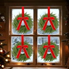 4 Pcs Christmas Wreaths for Front Door, 15 Inch Fluffable Artificial Norfolk Pine Wreath with Red Bow, Easy to Shape for Full & Lush Look, Indoor Outdoor Holiday Decor - Image 5