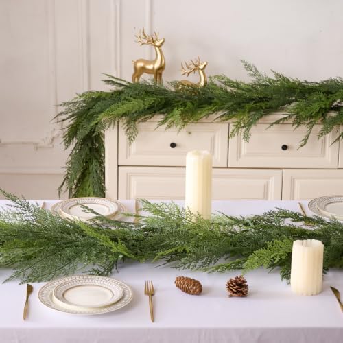 9 FT 1Pcs Prelit Realistic Faux Pine Cedar Garland for Christmas Decor Home - Image 5