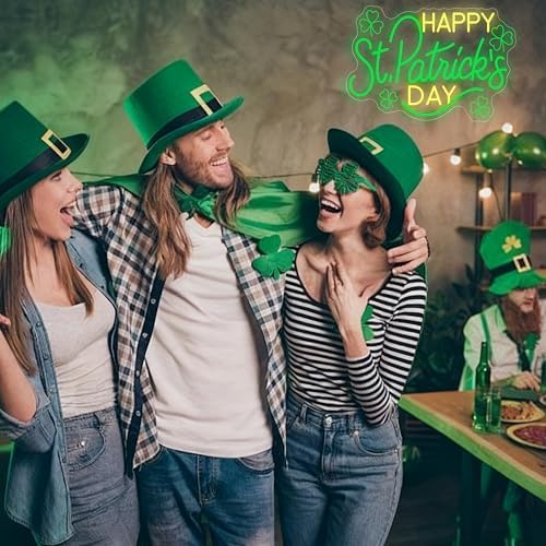 St Patricks Day Led Sign, Dimmable Led Neon Sign for Happy St Patrick's Day Decoration, Saint Patrick Day Decor for Home Office Indoor Usb Powered Light Up Sign - Image 4