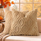 decorUhome Faux Fur Light Brown Khaki Throw Pillow Covers 26x26 Set of 2 by decorUhome