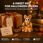 Lighted Vintage Patchwork Ghost Halloween Decor with Light-Up Pumpkin Pail, Tabletop Figurine for Mantel Shelf Entryway (1PC) - Image 6