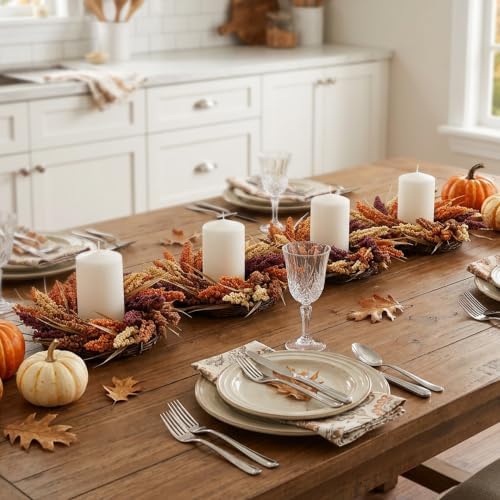 Harvest Mini Fall Wreath, 4 Pack 12in Rustic Thanksgiving Wreath - Image 4