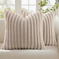 decorUhome Fall Faux Fur Throw Pillow Covers 24x24 Set of 2 Tan by decorUhome