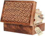 Mela Artisans Scallop Wood Box - Medium Burnt, 9x6 in by MelaArtisans