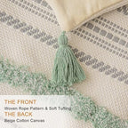 BUIOVBEY Boho Throw Pillow Covers Woven Tufted Pillow Cases with Tassels - Image 2