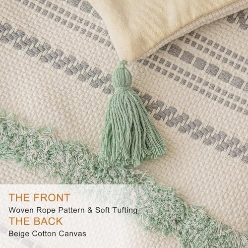BUIOVBEY Boho Throw Pillow Covers Woven Tufted Pillow Cases with Tassels - Image 2