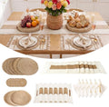 6 Set Boho Table Placemats, Natural Cotton Burlap Woven Mats with Tassels & Bead Napkin Rings, Farmhouse Macrame Table Decor for Autumn Dining, Wedding & Home Use by Gleom